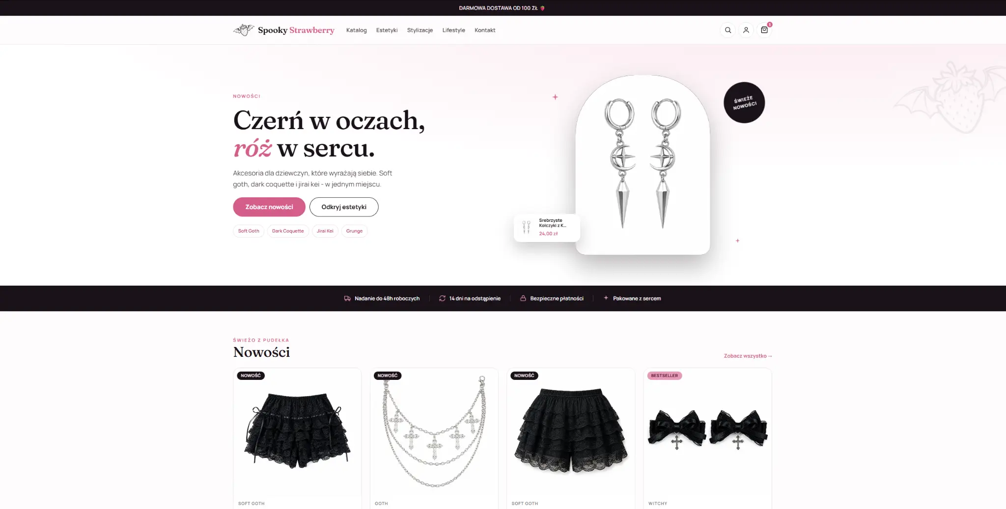 Rzeczywista strona główna sklepu Spooky Strawberry
